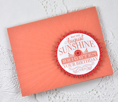Paper: stamper&#039;s select white, melon berry, pure poppy bitty dot<br />
Stamps: Birthday...