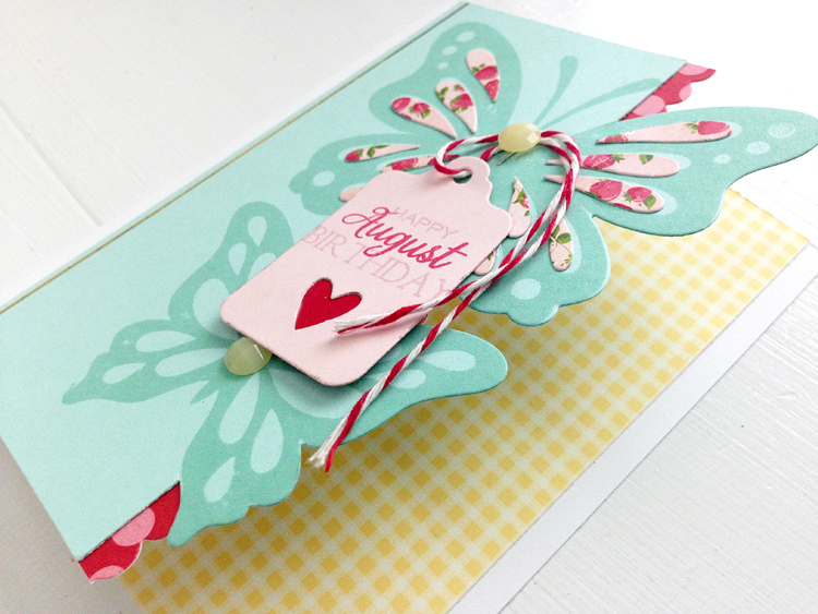 STAMPS: Birthday Classics: August<br />
INK: Lavender Moon, Pure Poppy<br />
PAPER: Aqua Mist,...