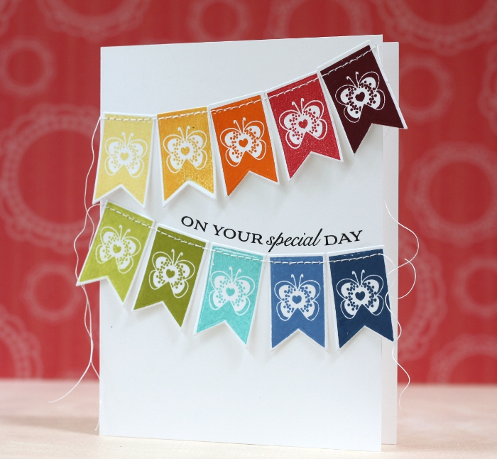 cardstock: whtie<br />
ink: pure poppy, orange zest, summer sunrise, harvest gold, limeade ice,...