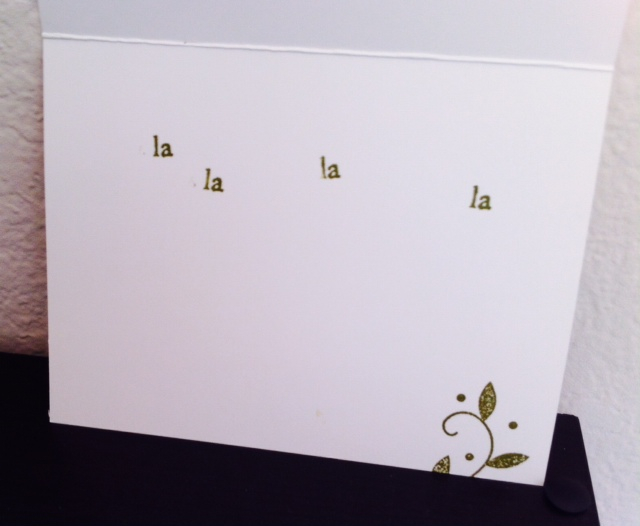 Inside of Fa La La card - motif from Beyond Basic Borders and sentiment from Holiday Tree