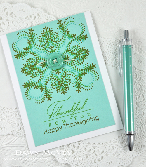 Paper: stamper&#039;s select white, aqua mist<br />
Stamps: Autumn Adornments, Keep It Simple:...