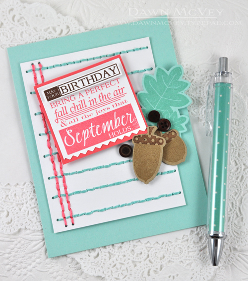 Paper: stamper&#039;s select white, kraft, aqua mist, berry sorbet<br />
Stamps: Birthday...