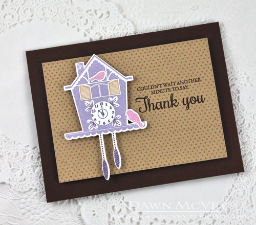 Paper: stamper&#039;s select white, kraft, dark chocolate<br />
Stamps: Tick Tock, Polka Dot...