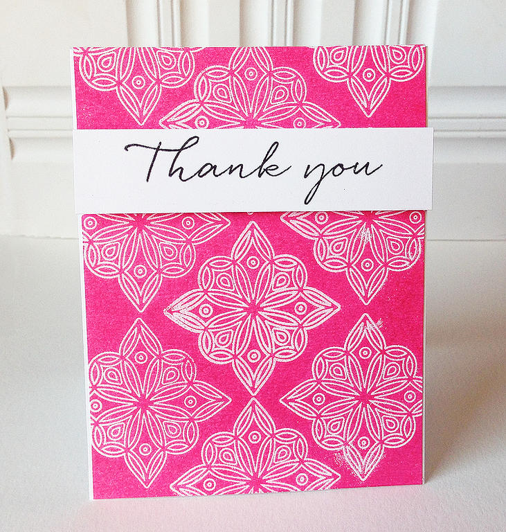 STAMPS: Fancy That<br />
INK: Hibiscus Burst, True Black, Versamark<br />
PAPER: watercolor...