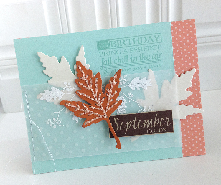 STAMPS: Birthday Classics: September, Autumn Adornments<br />
INK: Dark Chocolate, Aqua Mist<br...