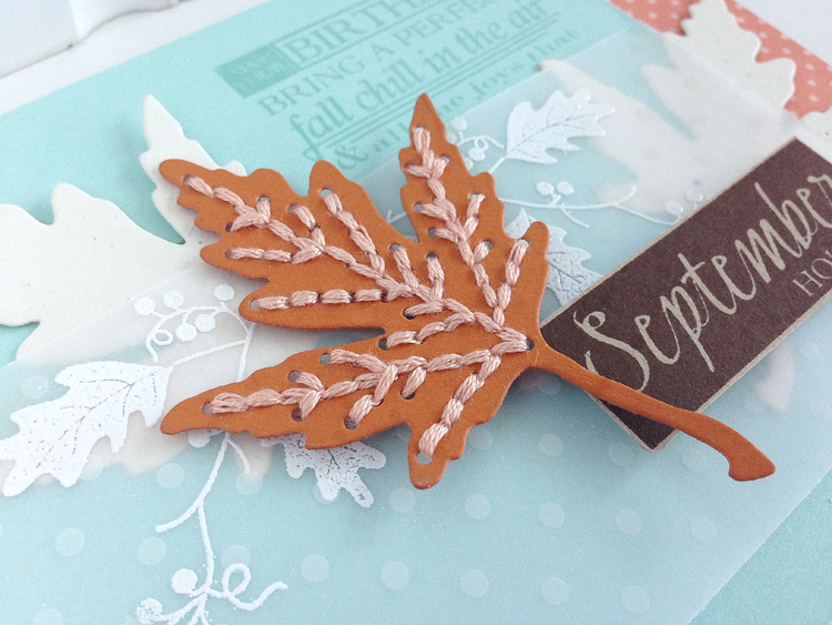 STAMPS: Birthday Classics: September, Autumn Adornments<br />
INK: Dark Chocolate, Aqua Mist<br...