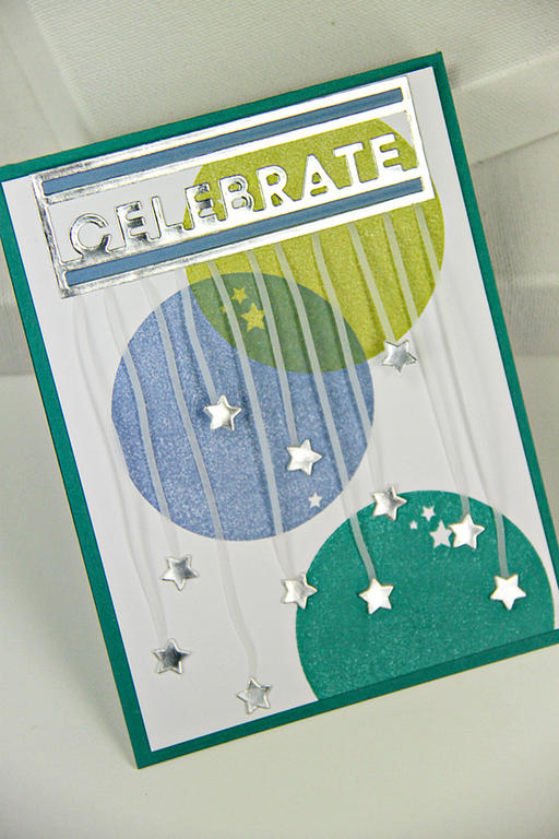 Stamps: Full Moon<br />
Dies: Dangling Stars, Block Talk<br />
Cardstock: Tropical Teal,...