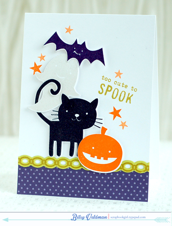 stamps: happy, spooky halloween, haunted borders<br />
ink: true black, soft stone, royal...