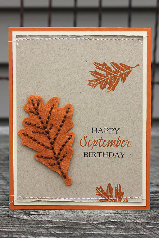size: 4 1/4&quot; x 5 1/2&quot;<br />
<br />
stamps: Birthday Classics: September, Leaf...
