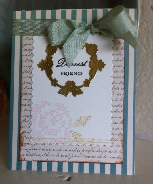 Aged Embossed Frame - but I must have heated my gold embossing powder too long, because I...