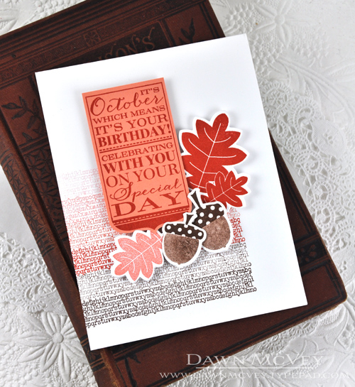 Paper: stamper&#039;s select white, melon berry<br />
Stamps: Birthday Classics: October, Ombre...