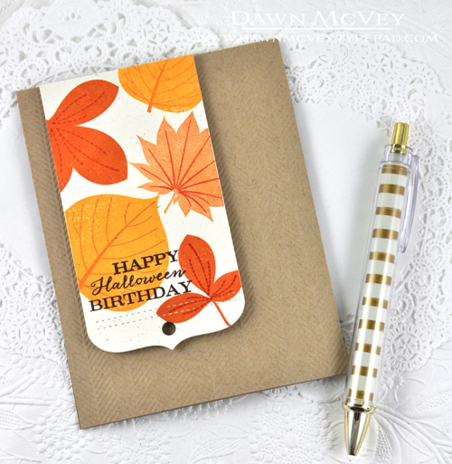 Paper: rustic cream, kraft<br />
Stamps: Birthday Classics: October, Leave it Be<br />
Ink:...