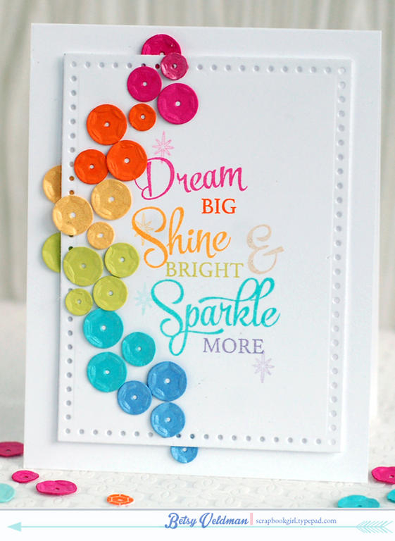 stamps: sparkle &amp; shine<br />
ink: raspberry fizz, orange zest, summer sunrise, limeade...