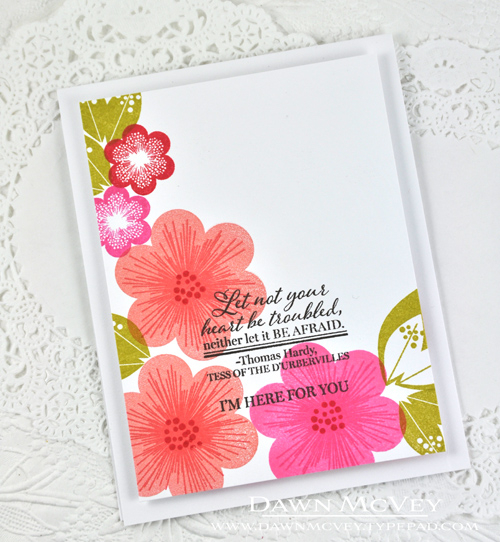 Paper: stamper&#039;s select white<br />
Stamps: Book Club, Friendly Flowers<br />
Ink: melon...