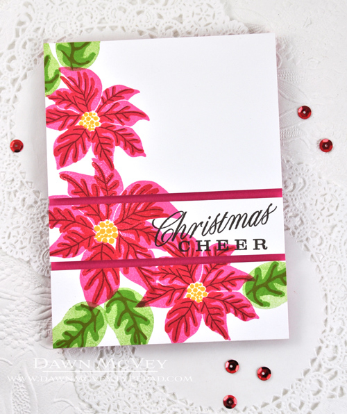 Paper: stamper&#039;s select white, raspberry fizz<br />
Stamps: Painted Poinsettias<br />...