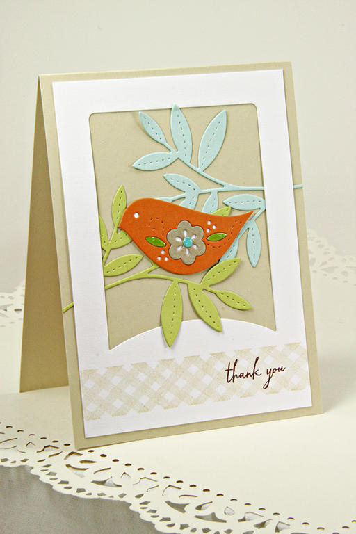 Stamps: Songbird, Canned<br />
Die Cuts: Songbird, Stitched Tag<br />
Cardstock: Fine Linen,...