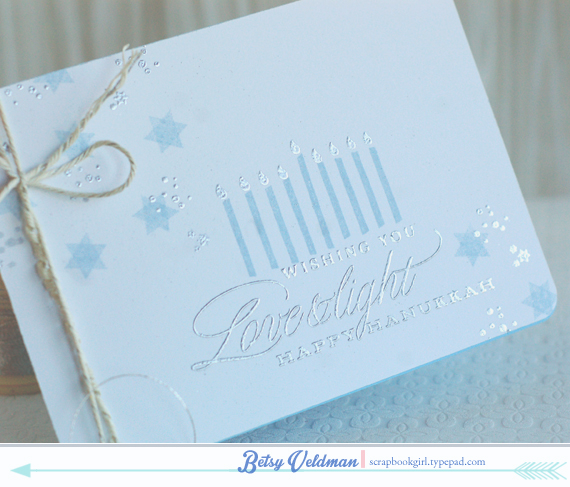 stamps: festival of lights, keep it simple hanukkah<br />
ink: spring rain, versamark<br />...