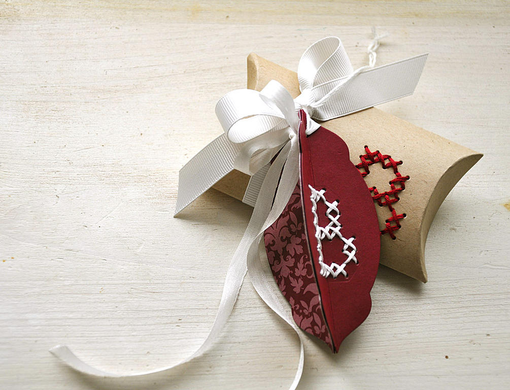 Monogrammed Pillow Box and Ornament Tag Ensemble