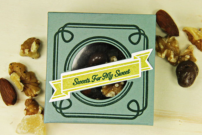 Granola Mix Box<br />
Stamps: Just A Little Something<br />
Dies: Vintage Favor Box, Just A...
