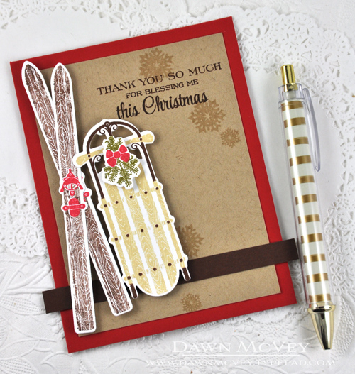 Paper: stamper&#039;s select white, kraft, dark chocolate, pure poppy<br />
Stamps: Two Feet...