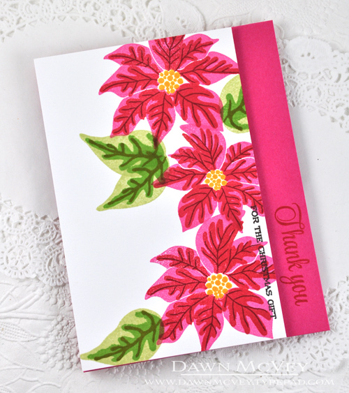 Paper: stamper&#039;s select white, raspberry fizz<br />
Stamps: Holiday Thanks, Painted...