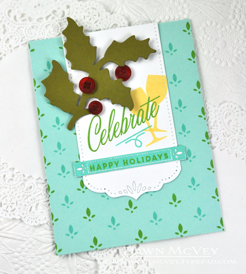 Paper: stamper&#039;s select white, aqua mist, ripe avocado<br />
Stamps: Uncorked<br />
Ink:...