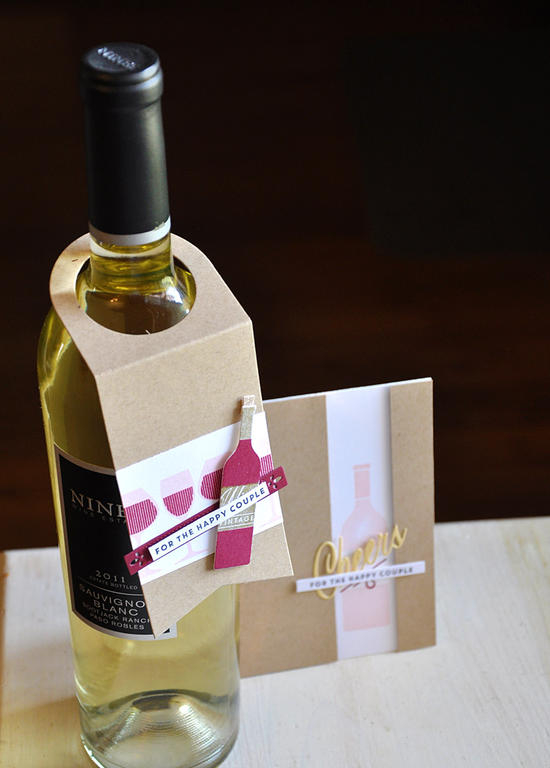 Happy Couple Wine Tag<br />
Stamps: Uncorked<br />
Ink: Scarlet Jewel, Sweet Blush, Gold and...