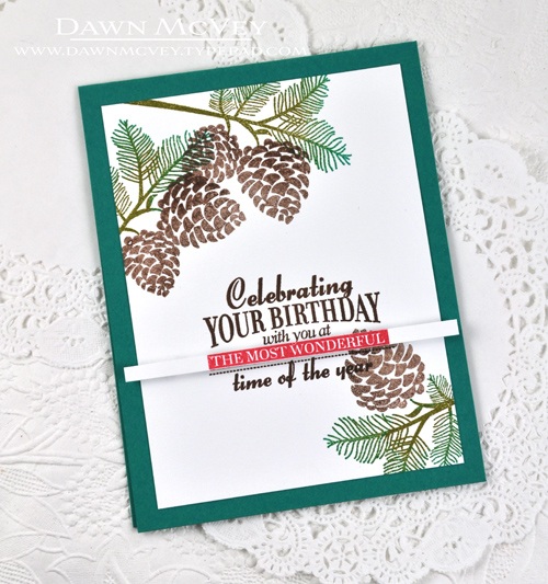 Paper: stamper&#039;s select white, tropical teal<br />
Stamps: Birthday Classics: December,...