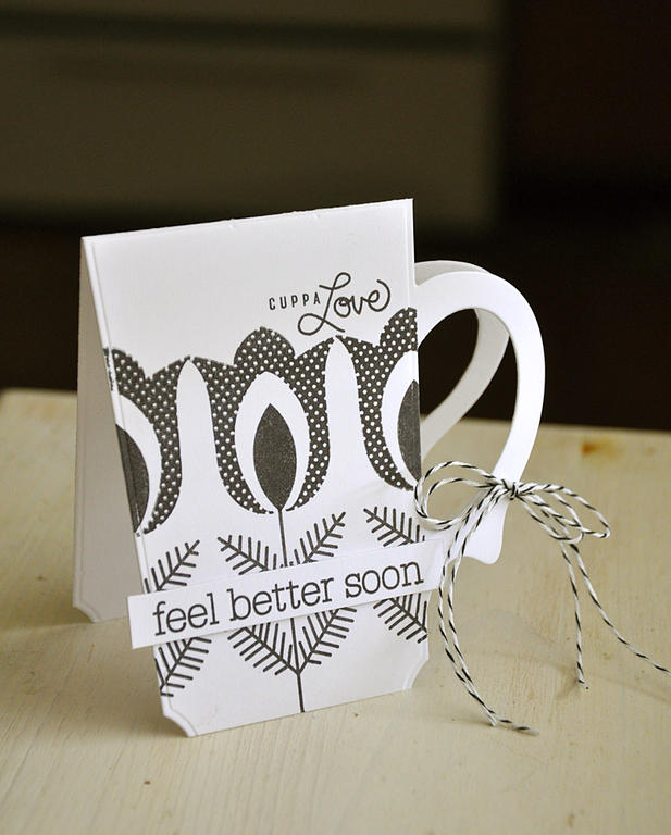 Stamps: Cuppa Love<br />
Ink: True Black<br />
Cardstock: White<br />
Others: Black...