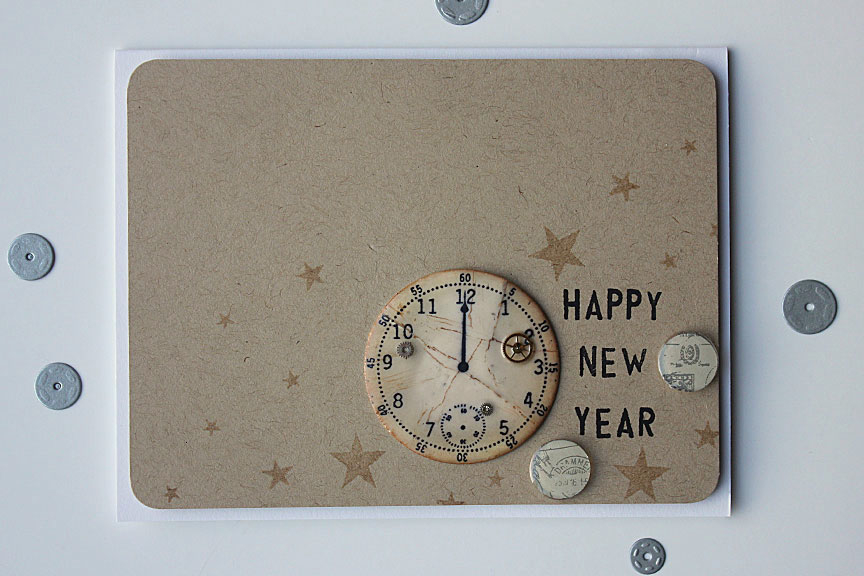size: 5 1/2&quot; x 4 1/4&quot;<br />
<br />
stamps: Happy New Year<br />
<br />
ink: True...