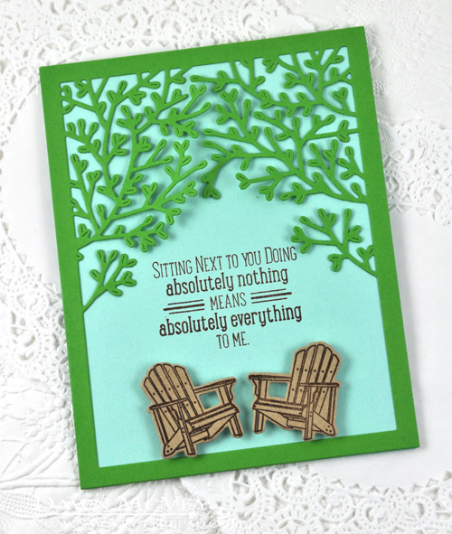 Paper: new leaf, aqua mist, kraft<br />
Stamps: Love Notes<br />
Ink :dark chocolate<br />...