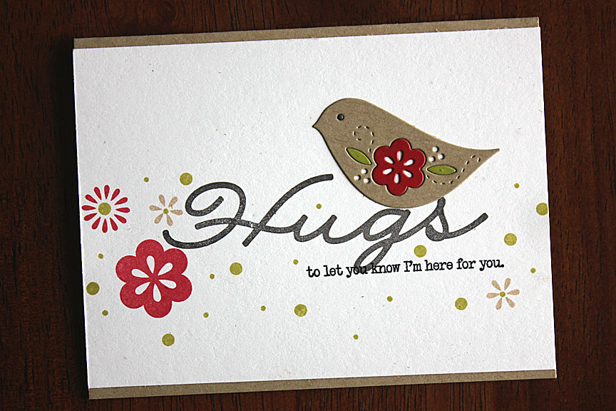 size: 5 1/2&quot; x 4 1/4&quot;<br />
<br />
stamps: Big Hugs, Songbirds<br />
<br />
ink:...