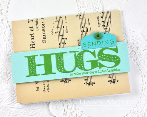 Paper: aqua mist, hawaiian shores, new leaf, vintage sheet music<br />
Stamps: Big Hugs<br />...