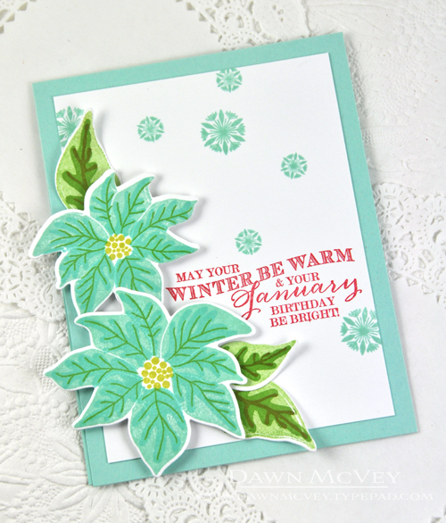 Paper: stamper&#039;s select white, aqua mist<br />
Stamps: Birthday Classics: January, Painted...