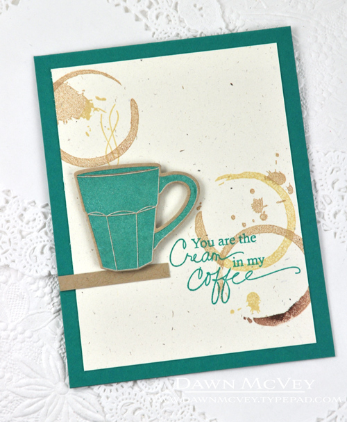 Paper: rustic cream, tropical teal, kraft<br />
Stamps: Drips &amp; Dribbles, Signature...