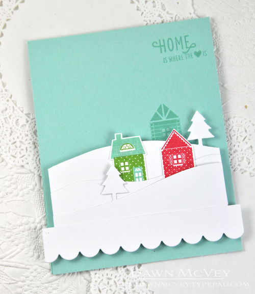 Paper: stamper&#039;s select white, aqua mist<br />
Stamps: Tinsel &amp; Tags House...