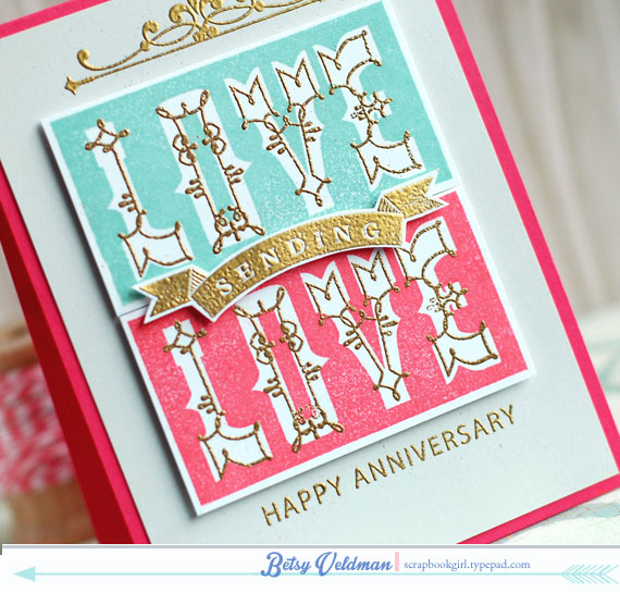 stamps: love  notes, big hugs, over under easy<br />
ink: aqua mist, berry sorbet, versamark<br...
