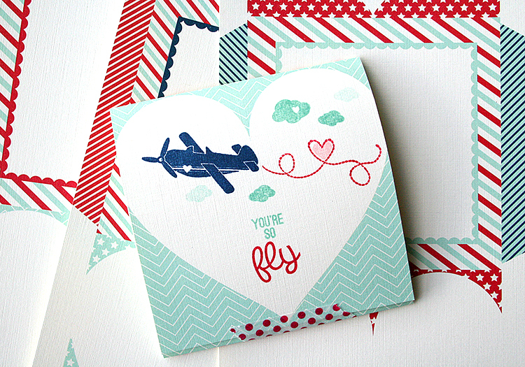 STAMPS: Love You to Pieces: Airplane<br />
INK: Enchanted Evening, Pure Poppy, Aqua Mist, Sweet...