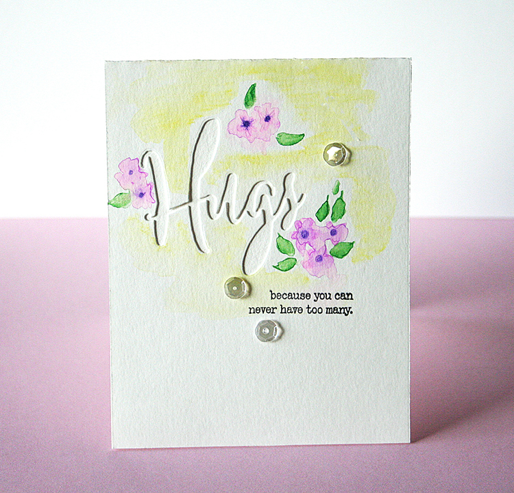 STAMPS: Big Hugs<br />
INK: True Black<br />
PAPER: Watercolor paper - Canson<br />
DIES: Big...