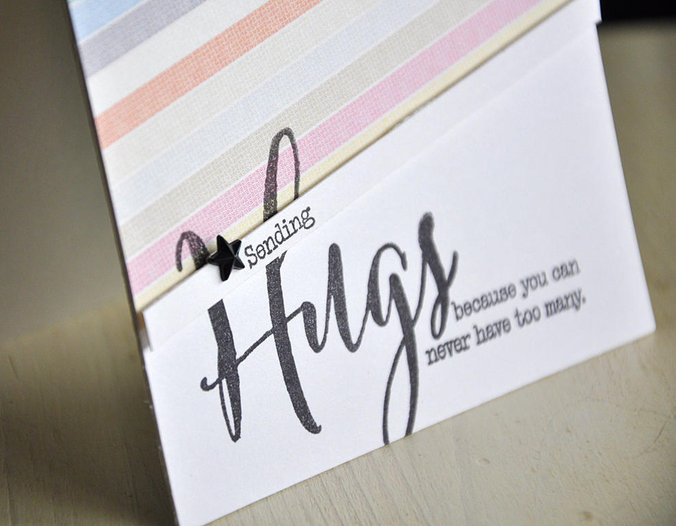 Stamps: Big Hugs<br />
Ink: Smokey Shadow<br />
Cardstock: White<br />
Pattern Paper: Studio...