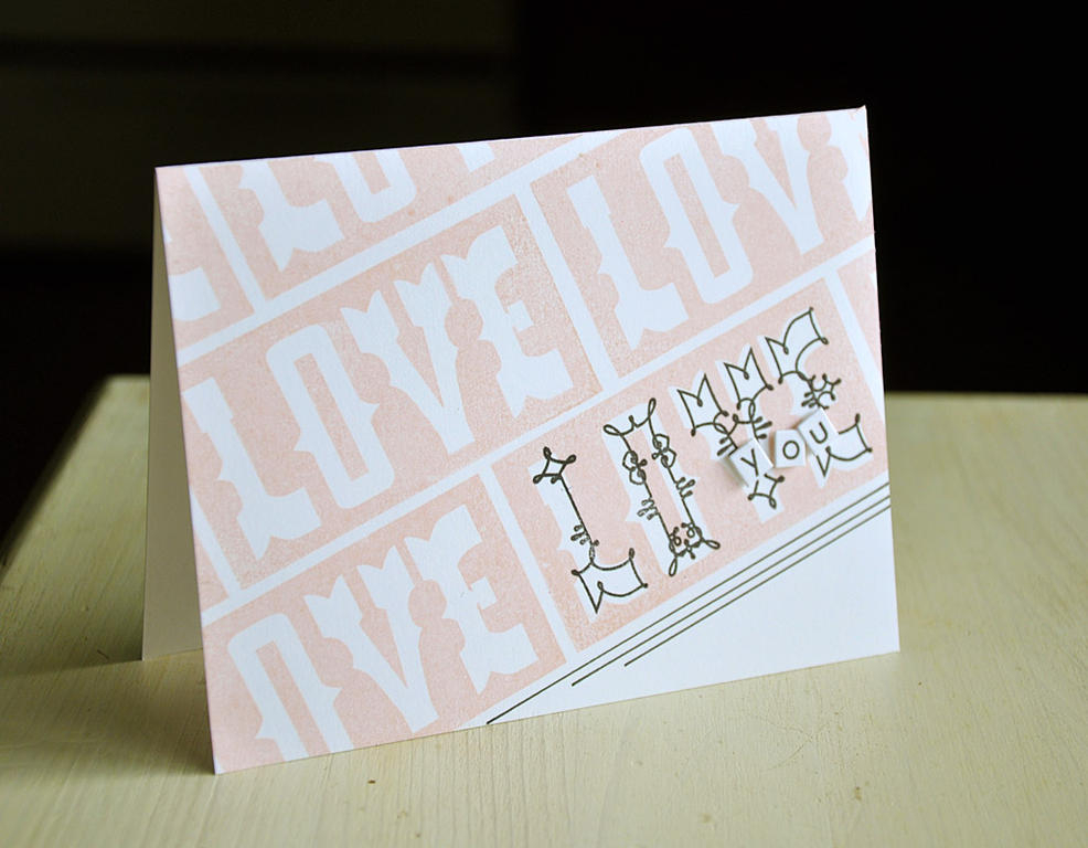 Stamps: Love Notes and Type Stripes II<br />
Ink: Sweet Blush and True Black<br />
Cardstock:...