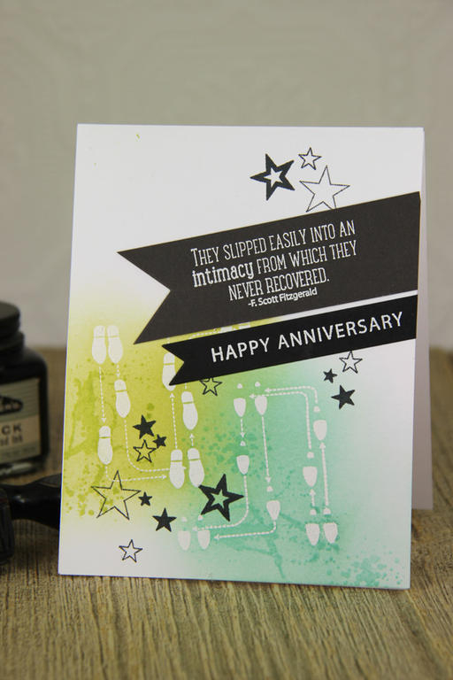 Stamps: Love Notes, Fancy Footwork, Super Stars, Grunge Me<br />
Cardstock: True Black, Smokey...