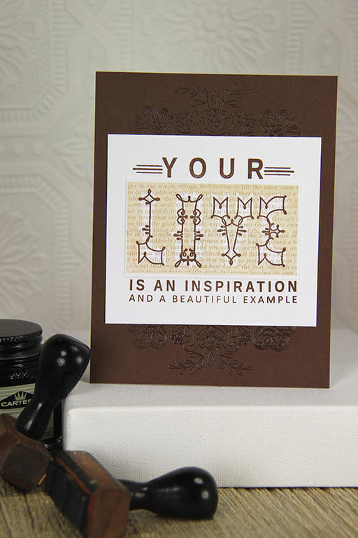 Stamps: Love Notes, BB: Text Style 1, Basket of Blessings<br />
Ink: Dark Chocolate, Classic...