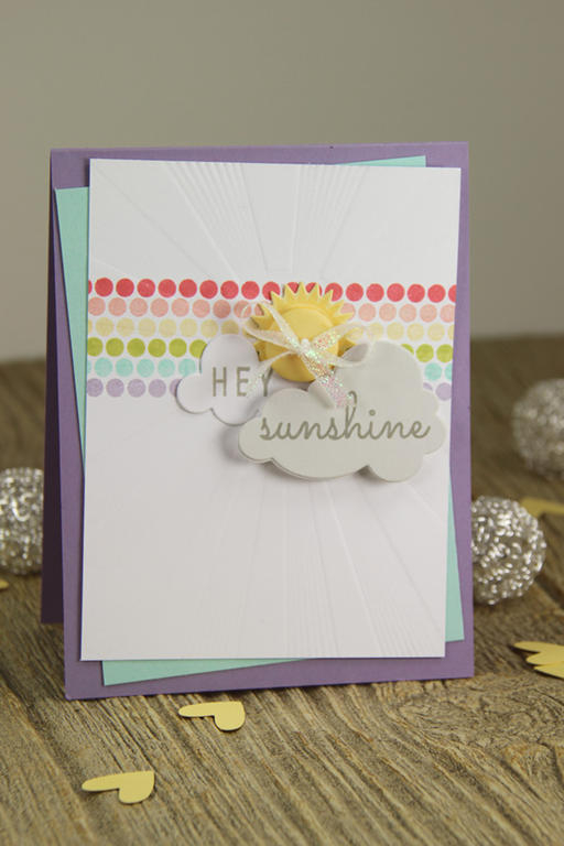 Stamps: Hello There<br />
Dies: Hello There, Clouds, Sunrise Impression Plate 2<br />...