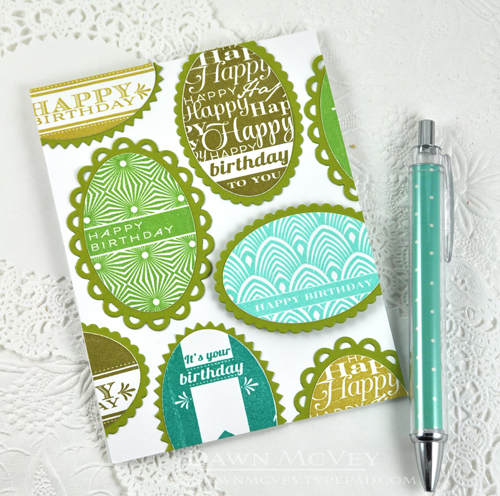Paper: stamper&#039;s select white, simply chartreuse<br />
Stamps: 2015 Birthday Tags<br />...
