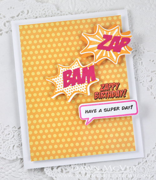 Paper: stamper&#039;s select white, raspberry fizz, summer sunrise, Zappy Birthday patterned...