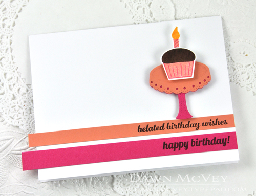 Paper: stamper&#039;s select white, melon berry, raspberry fizz<br />
Stamps: Hey, Cupcake,...