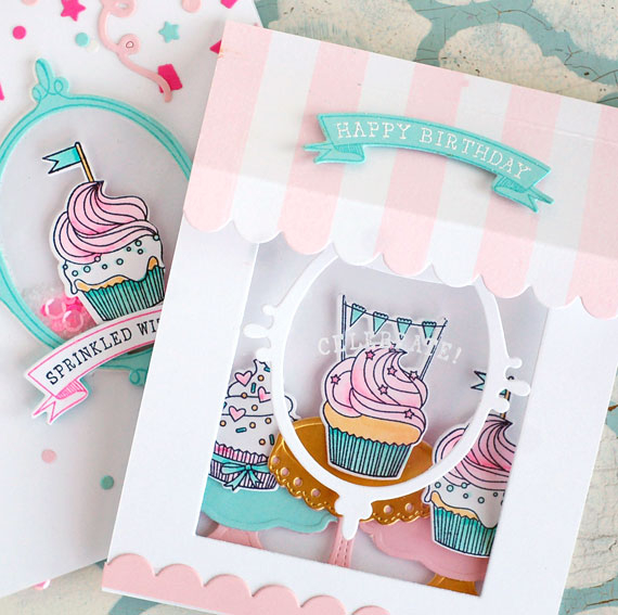 stamps: baker&#039;s dozen, background basics: super stripes<br />
ink: versamark, hawaiian...