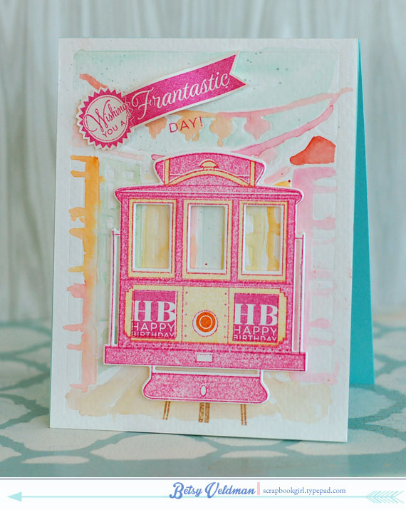 stamps: cable gram<br />
ink: raspberry fizz, hibiscus burst, harvest gold, orange zest, aqua...