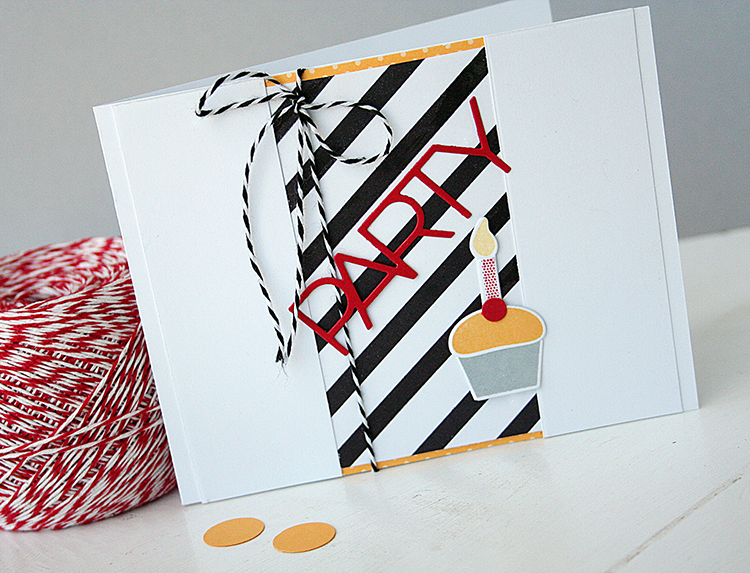 STAMPS: Hey, Cupcake; Background Basics: Super Stripes<br />
INK: True Black, Pure Poppy,...